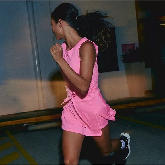 Free People Movement Size L Easy Does It Tennis Dress Bubblegum Pink Sporty Gym - Picture 4 of 9
